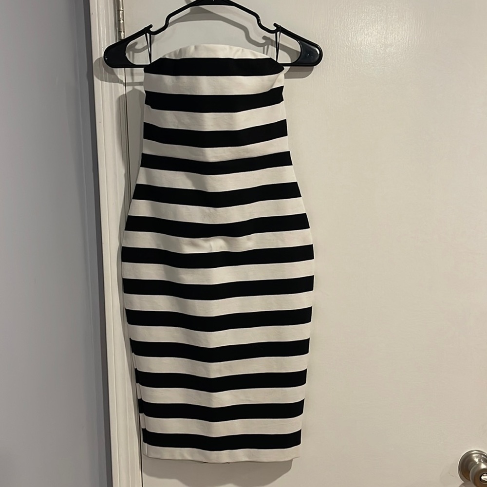 Black and White below knee dress